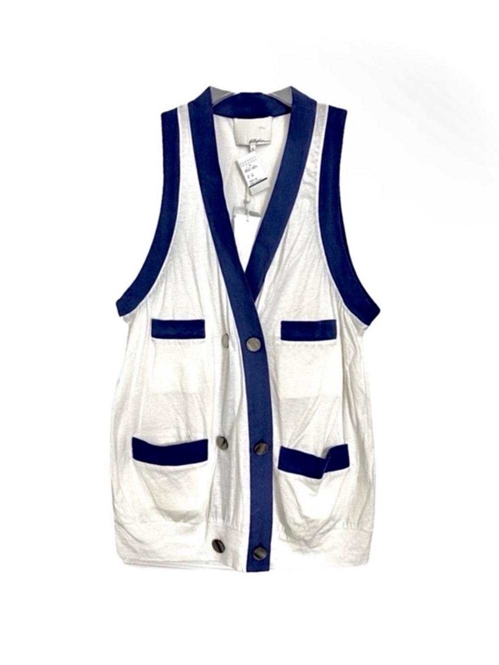 3.1 Phillip Lim NEW Double Breasted Long Vest 100% Cotton